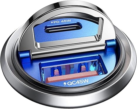 MRGLAS 90W USB C Car Charger Fast Charging,[Smallest Metal] Car Charger USB C PD45W+QC3.0 Dual Port Cigarette Lighter USB C Charger Car Charger Adapter for iPhone 16 Pro Max 15 iPad Samsung S25-Blue