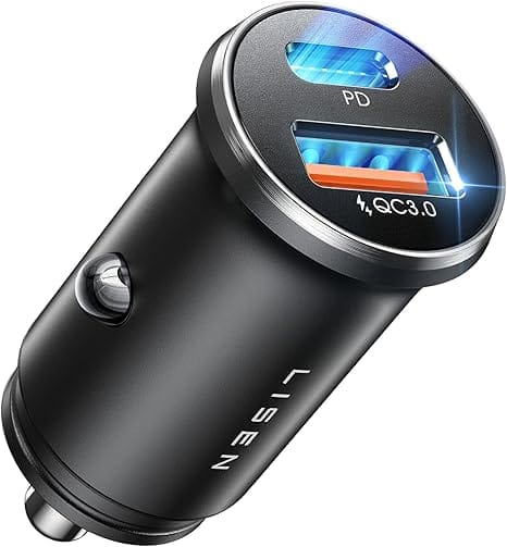 iPhone 16 Car Charger, 54W Super Fast Car Charger Adapter, LISEN Metal Cigarette Lighter Adapter, Dual Port 12V USB C Car Charger Plug for iPhone 16 15 14 13 12 Pro Max, Samsung Galaxy S25 Ultra/Plus