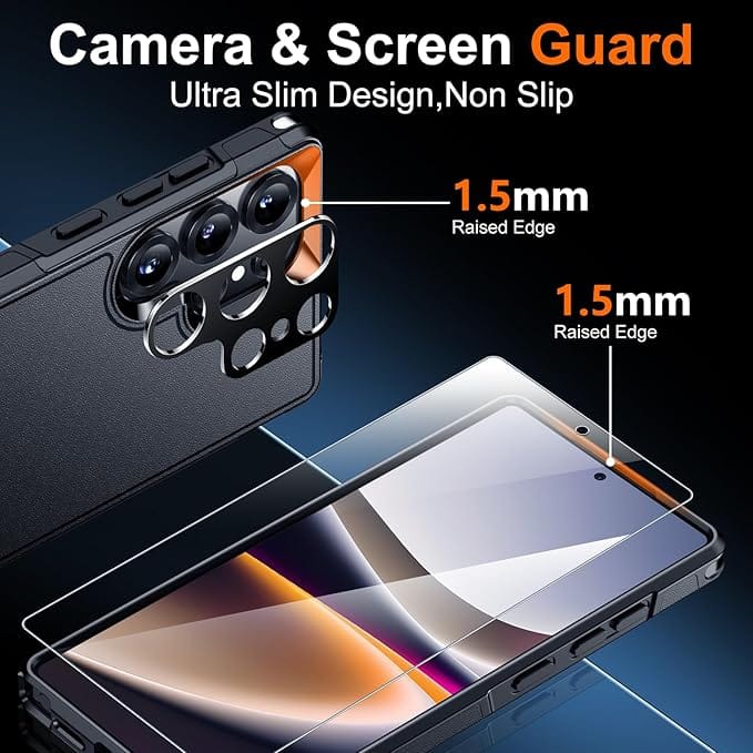 SPIDERCASE Designed for Samsung Galaxy S25 Ultra Case, [10 FT Military Grade Drop Protection] Heavy Duty Shockproof Phone Case for Galaxy S25 Ultra 6.9 inch, Black