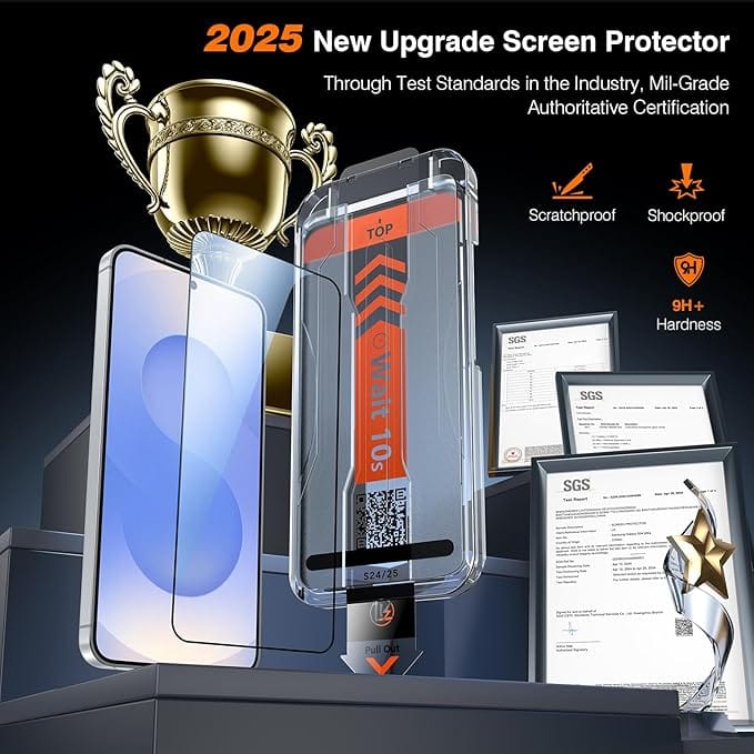 LK 2 Pack for Samsung Galaxy S25/ S24 Screen Protector [New Version] [Auto Dust-Elimination] -Easy Installation with Auto Alignment, Bubble-Free, Fingerprint Support