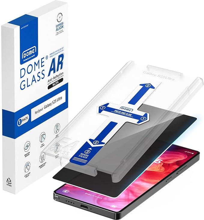DOME GLASS Whitestone DOME AR Privacy [Super Anti-Reflection & Privacy] Tempered Glass Screen Protector for Samsung Galaxy S25 Ultra with Easy Installation Tool [1Pack]