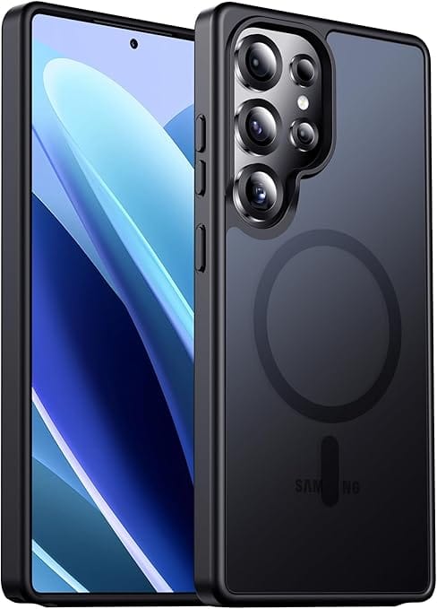 Designed for Magnetic Samsung Galaxy S25 Ultra Case,[Compatible with MagSafe] [Military Grade Drop Protection] Slim Translucent Matte Shockproof with Anti-Fingerprint Phone Case-Black