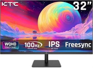 KTC 32 Inch 2K Computer Monitor, IPS 1440p Monitor with Ultra-Thin Bezels, HDR10, Freesync/G-sync, HDMI/DP Ports, Tilt Adjustable, Eyecare, Ideal for Business, Office, and Casual Gaming