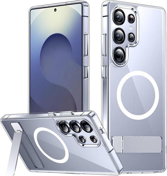 SPIDERCASE Magnetic for Samsung Galaxy S25 Ultra Case, [3 Stand Ways][ Military Grade Drop Protection] with Invisible Stand Shockproof Slim Case for S25 Ultra 5G,Clear