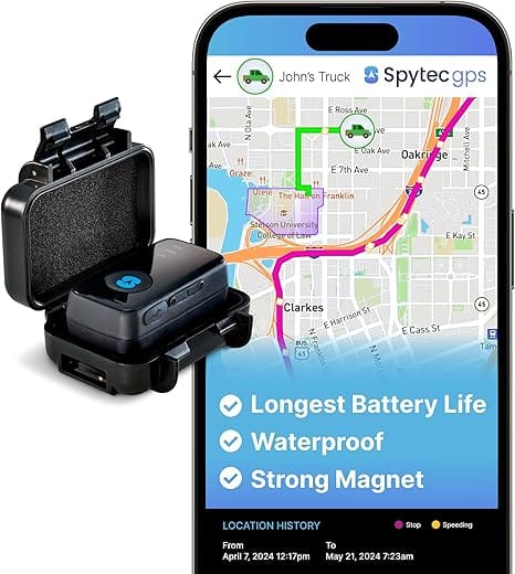 Spytec GPS Mini GPS Smart Tracker for Vehicles, Cars, Trucks, Loved Ones, GPS Tracker Device for Kids & Weatherproof Magnetic Case, Unlimited Updates, Real-Time GPS Tracking, USA Made Tech