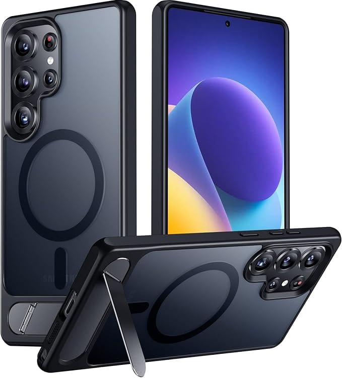 Temdan Magnetic for Samsung Galaxy S25 Ultra Case, [Innovate Stand][Military Grade Drop Protection][Non Slip][Translucent Matte] Shockproof Phone Case for Galaxy S25 Ultra 6.9" 2025 -Black